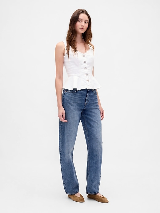 canotta in denim con peplo