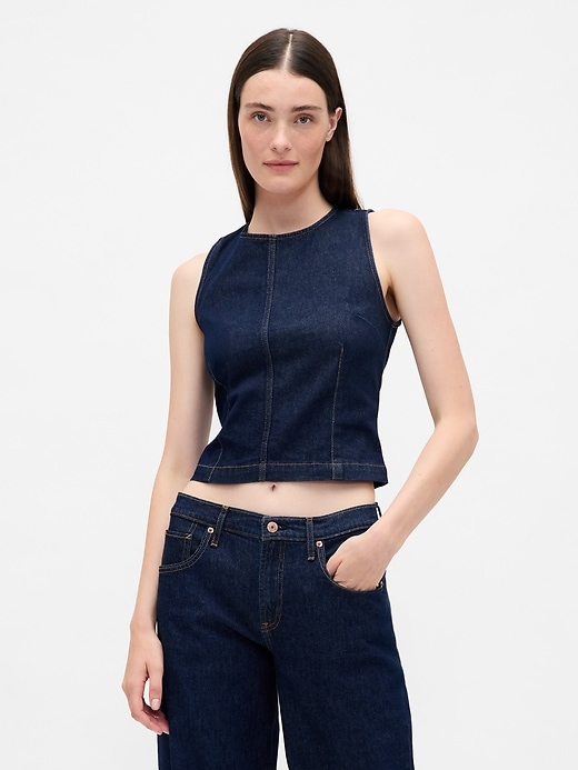 canotta corta in denim