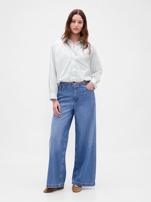 camicia con orlo a bolle