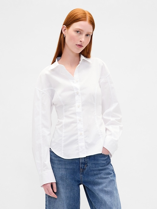 camicia classica dolman in popeline di cotone biologico