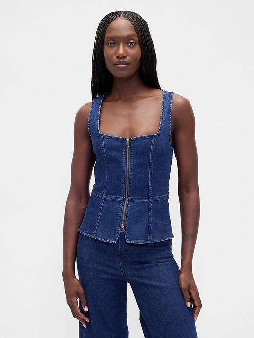 gilet in denim con cerniera