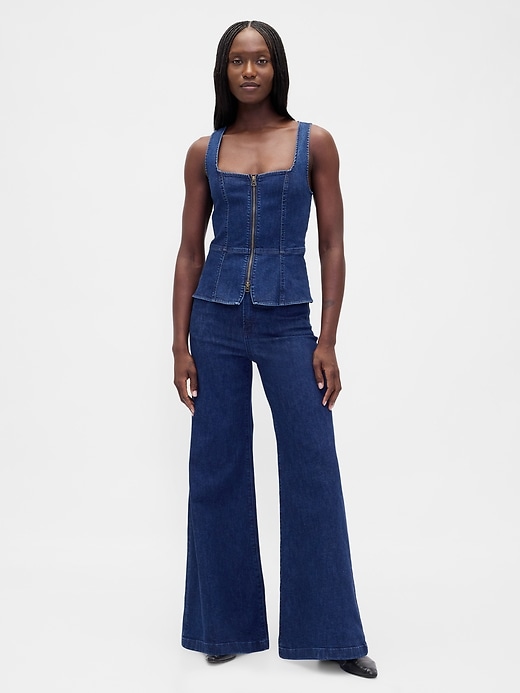 gilet in denim con cerniera