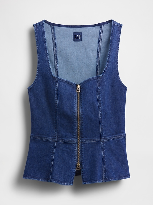 gilet in denim con cerniera