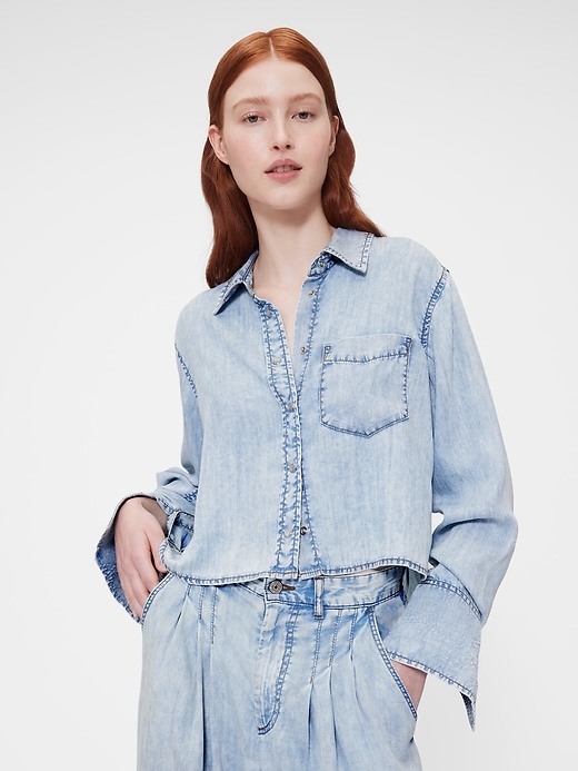 camicia corta in denim drappeggiato gapstudio