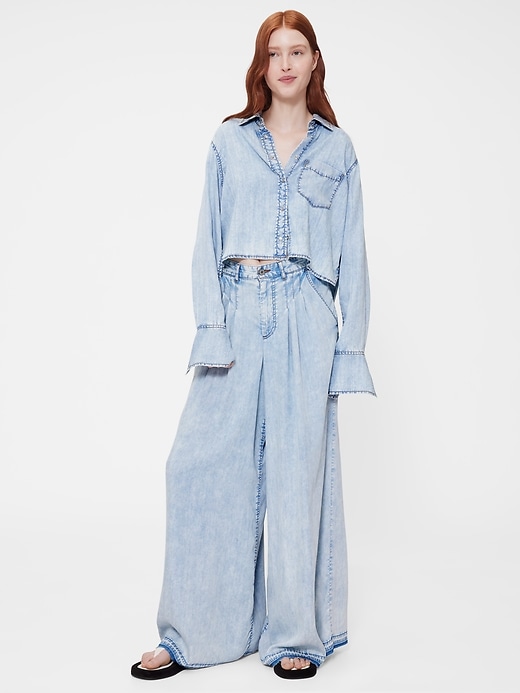 camicia corta in denim drappeggiato gapstudio