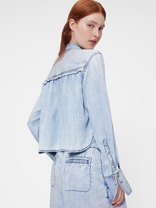 camicia corta in denim drappeggiato gapstudio