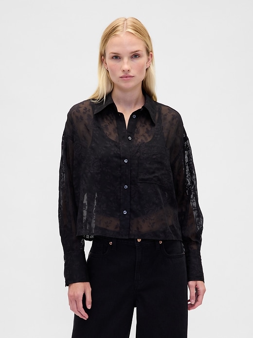 camicia corta trasparente con orlo dritto