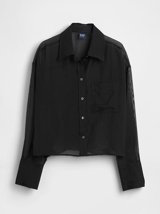 camicia corta trasparente con orlo dritto