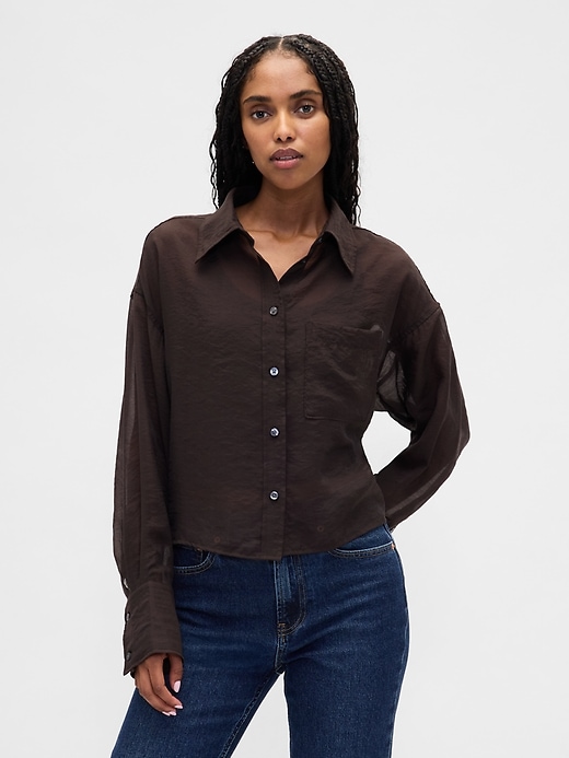 camicia corta trasparente con orlo dritto