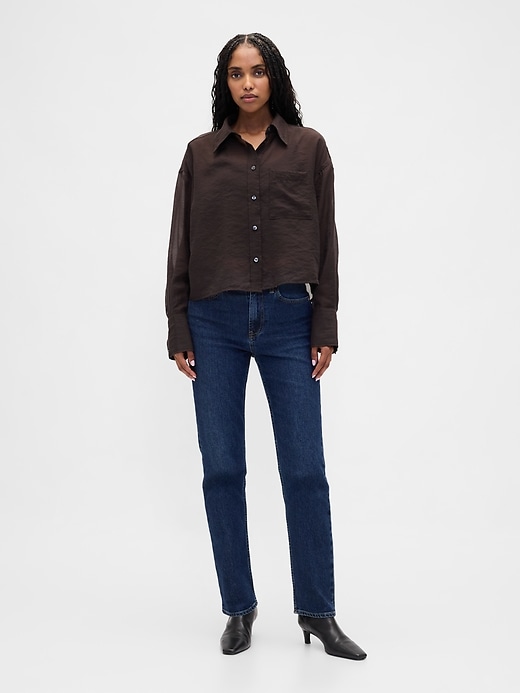 camicia corta trasparente con orlo dritto