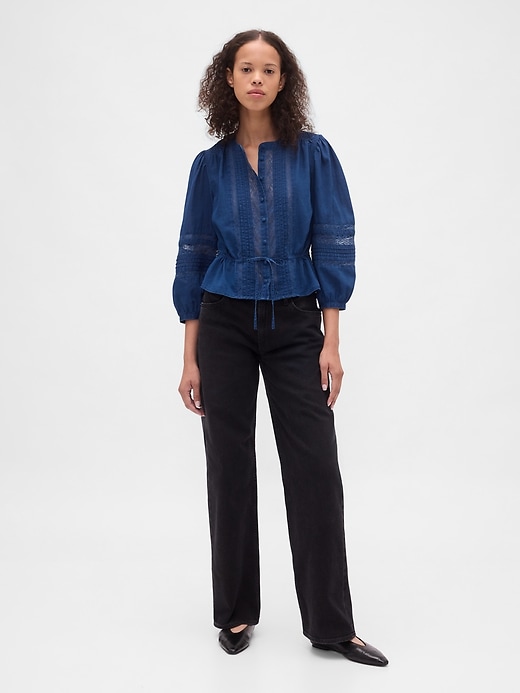 top in voile con pizzo