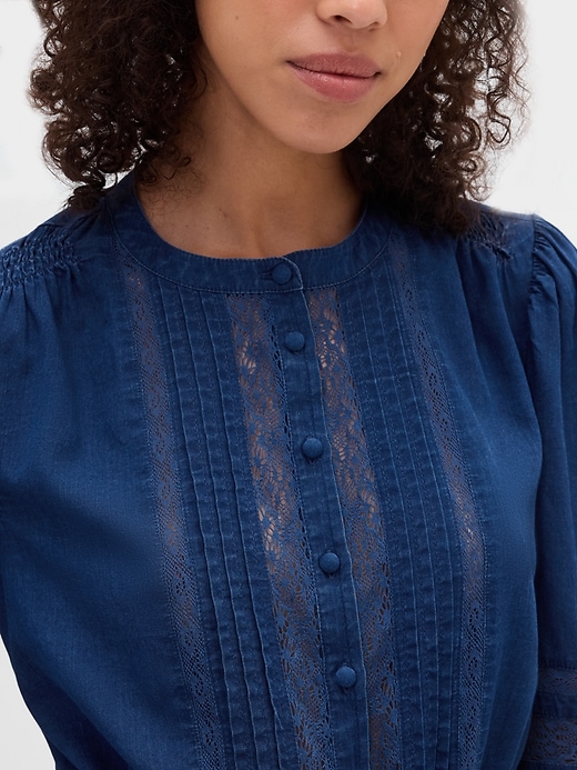 top in voile con pizzo