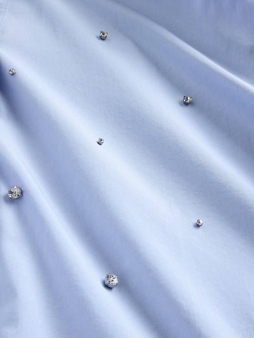 camicia corta con orlo dritto decorato in cotone biologico