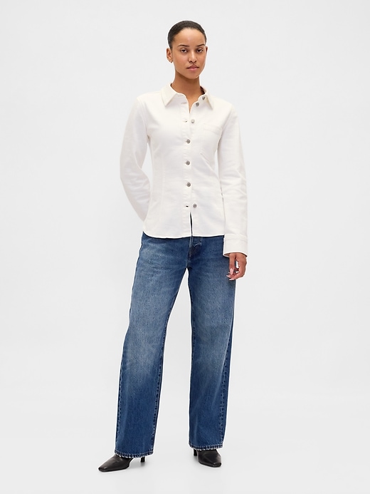 camicia in denim con cintura
