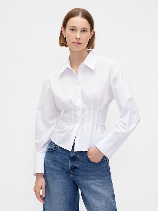 camicia aderente in popeline di cotone biologico