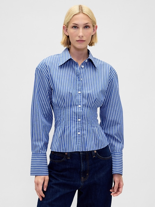 camicia aderente in popeline di cotone biologico