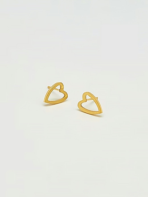 orecchini a bottone con contorno a cuore in oro admiral row