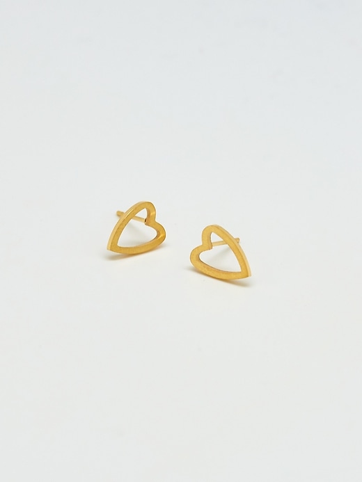 orecchini a bottone con contorno a cuore in oro admiral row