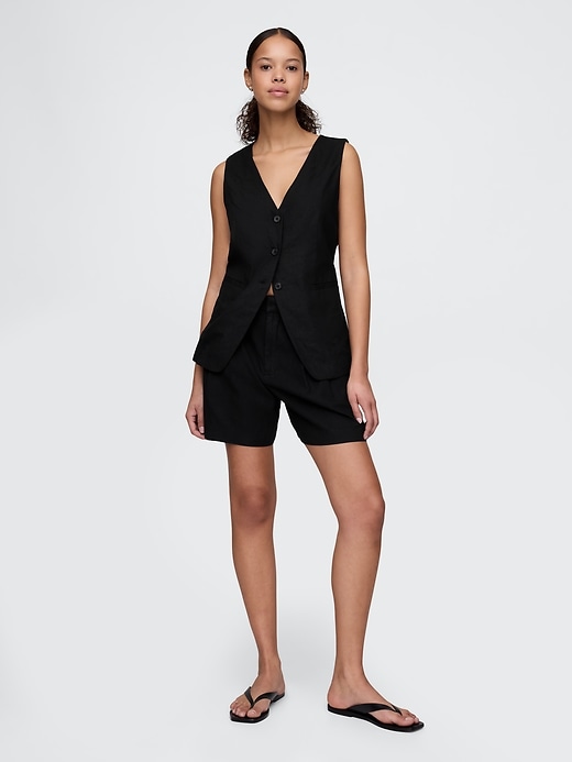 365 shorts in misto lino a vita alta