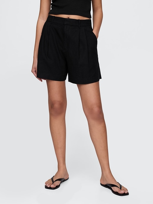 365 shorts in misto lino a vita alta