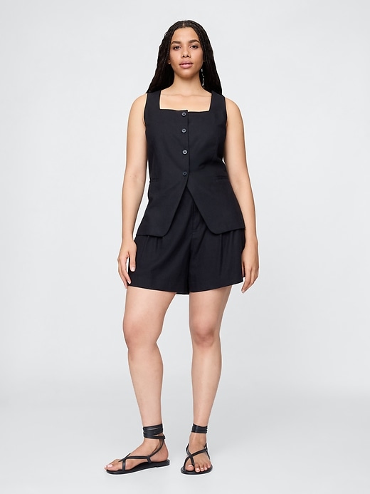 365 shorts in misto lino a vita alta