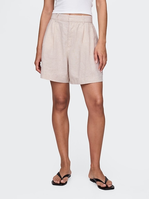 365 shorts in misto lino a vita alta