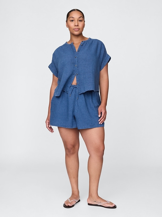 pantaloncini in denim di garza di cotone facili da indossare