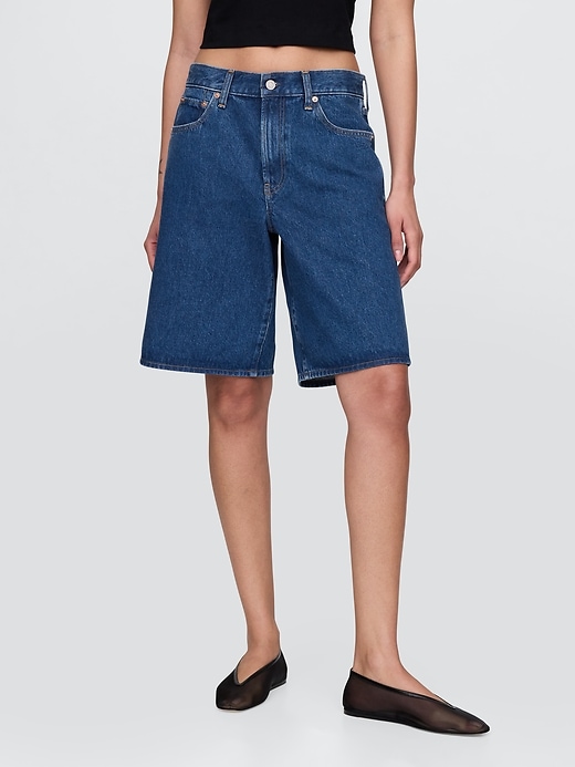 pantaloncini lunghi in denim a vita media da 11
