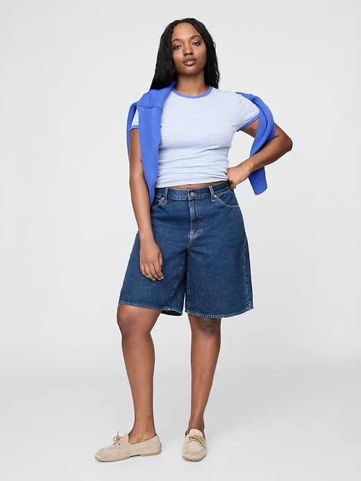 pantaloncini lunghi in denim a vita media da 11