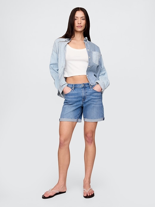 pantaloncini da ragazza in denim a vita media da 5