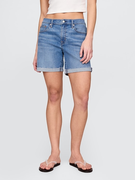 pantaloncini da ragazza in denim a vita media da 5
