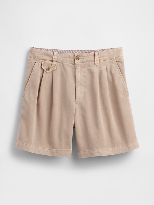 pantaloncini plissettati in twill a vita media da 6