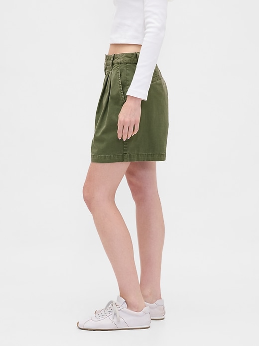 pantaloncini plissettati in twill a vita media da 6