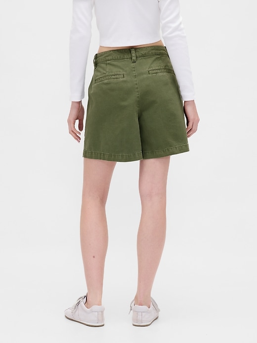 pantaloncini plissettati in twill a vita media da 6