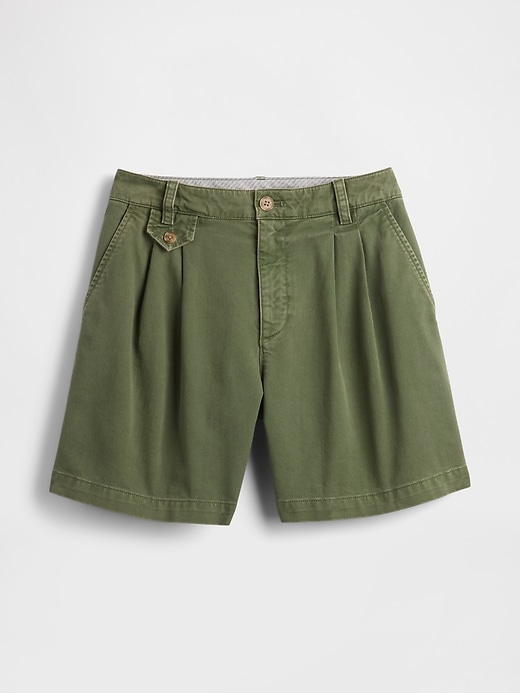 pantaloncini plissettati in twill a vita media da 6