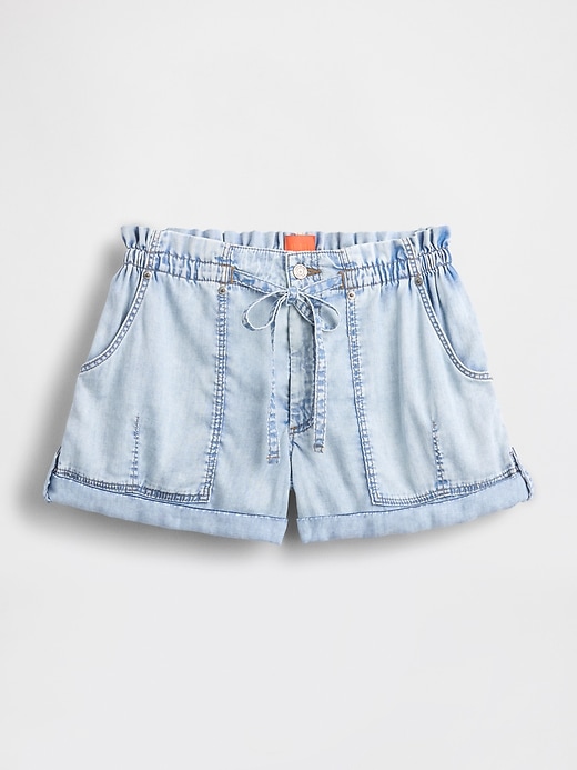 pantaloncini in denim drappeggiato a vita alta gapstudio