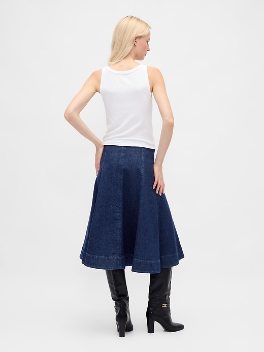 gonna midi a tulipano in denim