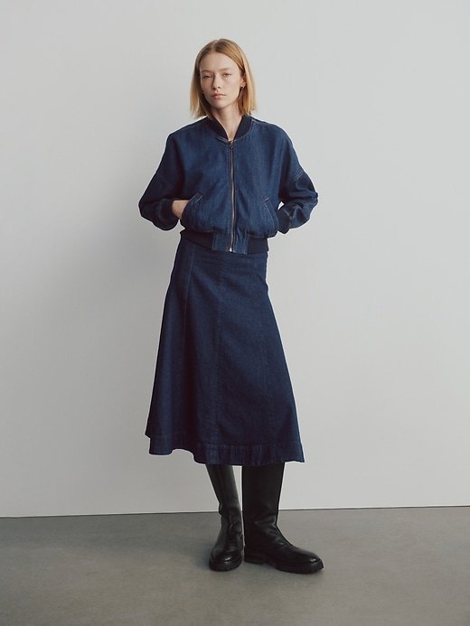 gonna midi a tulipano in denim