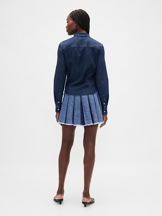 minigonna in denim plissettato