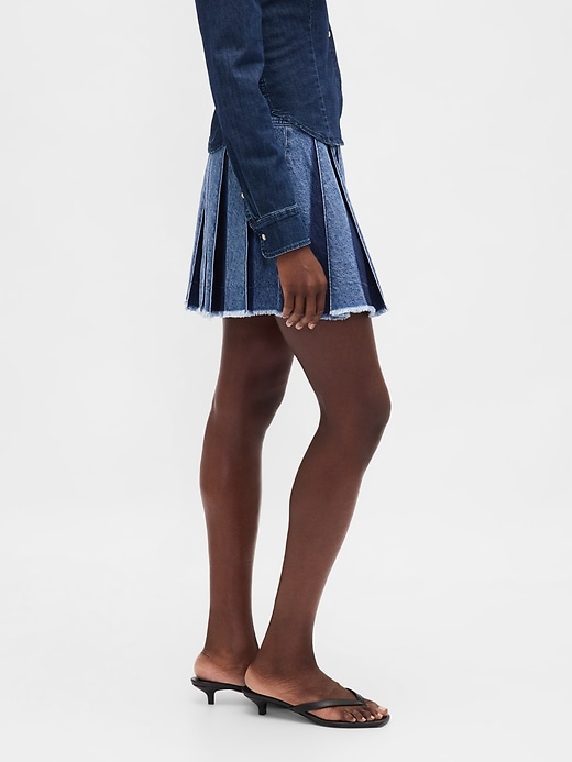 minigonna in denim plissettato