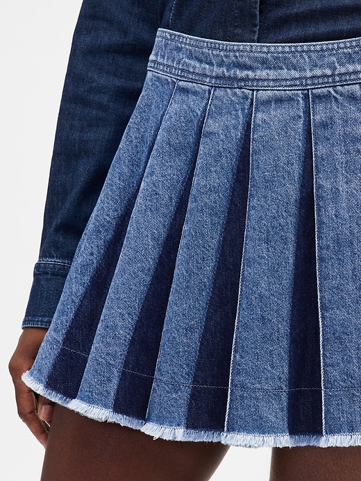 minigonna in denim plissettato
