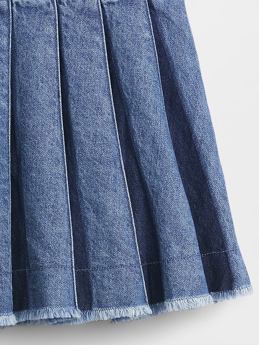 minigonna in denim plissettato
