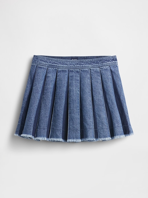 minigonna in denim plissettato