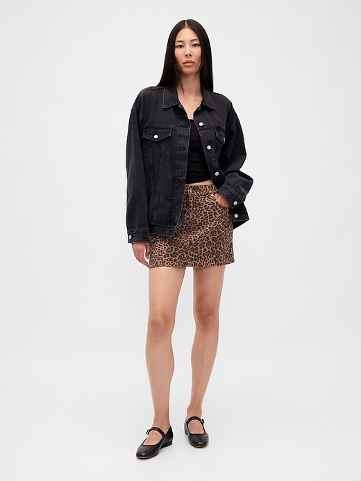 minigonna in denim leopardato