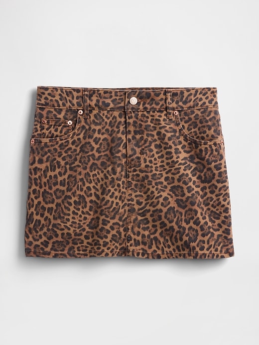 minigonna in denim leopardato