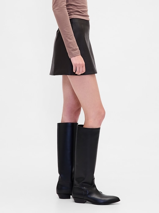 mini gonna-pantalone in pelle vegana
