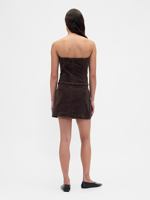 mini gonna-pantalone con tasca a catena in velluto a coste