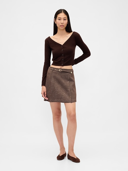 mini gonna-pantalone plissettata in misto lana