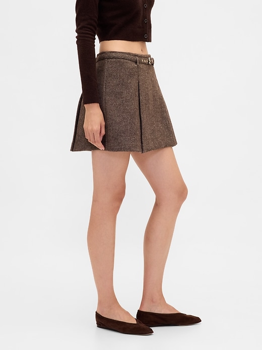 mini gonna-pantalone plissettata in misto lana