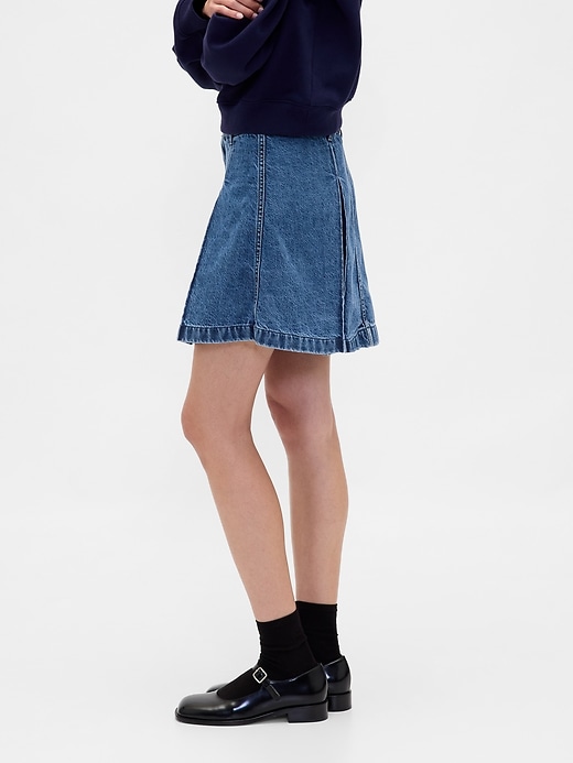 minigonna in denim plissettato gap × sandy liang